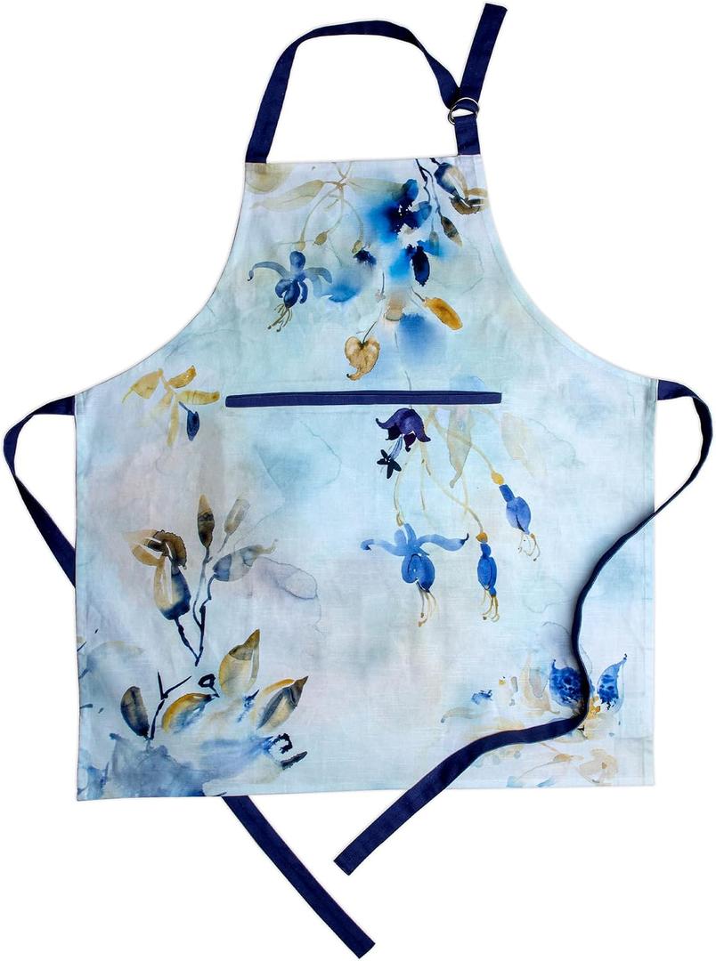Maison d' Hermine Aprons for women with Pocket 100% Cotton (27.50"x31.50") | Adjustable Neck Strap & long ties Apron Men Chef Wedding Cooking Gardening Server Maid