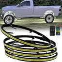 Ultra-Bright 4PCS 15.5" Double Row Pure White Wheel Lights for Truck Car,APP & RF Remote Control Wheel Weel Ring Rim Lighting kit with Strobe Blink Modes,Waterproof IP68,12V,2400 LEDs