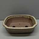 vensovo Ceramic Bonsai Pots with Drainage Hole and Saucer - 10.5 Inch Rectangular Glazed Shallow Planter for Bonsai Trees and Succulents(Brown White Gradient)