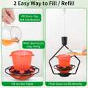 Retractable Hummingbird Feeder, 19oz Top-Fill Wide Mouth with Height Adjustment, UV-Resistant ASA Plastic, 100% Leak-Proof Base& Dishwasher Safe Feeders for Outdoor Hanging, Black
