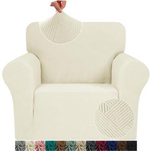 JIVINER Chair Cover for Living Room, 1 Piece Armchair Sofa Slipcovers Stretch Pet Friendly Couch Furniture Protector Covers with Elastic Bottom (Chair, Beige)