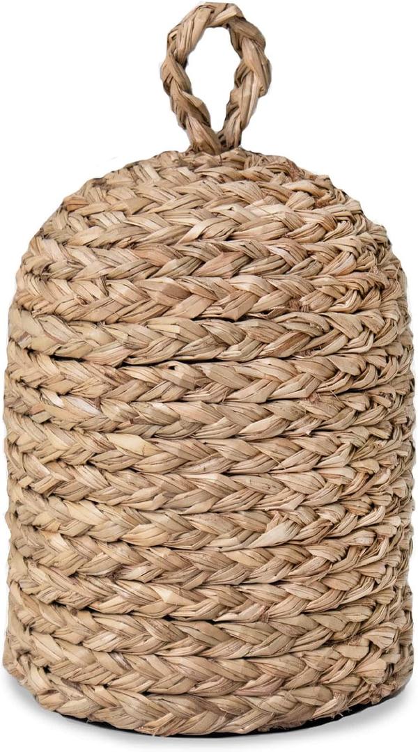 PEMAR Handwoven Seagrass Door Stopper with Handle Weighted Door Stop for Indoor Use, Floor-Friendly Felt Base, Warm Handcrafted Home Accent (5.2 lb)