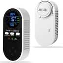 5-in-1 Carbon Monoxide Detector & Natural Gas Leak Alarm, AC-Plug-in CO Alarm & Explosive Gas Detector Battery Backup with Temperature(F) & Humidity,Three Levels Volume & Brightness for Home, RV, Hotel