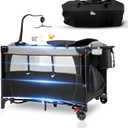 5 in 1 Baby Bassinet - Portable Crib, Bedside Sleeper, Diaper Changer, Playard & Travel Pack and Play Newborn to Toddler Carry Bag + Safety Strap Included