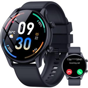 Smart Watch, 1.39" Smartwatch for Women (Answer/Make Call), Fitness Activity Tracker with Heart Rate & Sp02 Monitor, 100+ Sport Modes, IP68 Waterproof Fitness Watch for Android iOS,Carbon Black