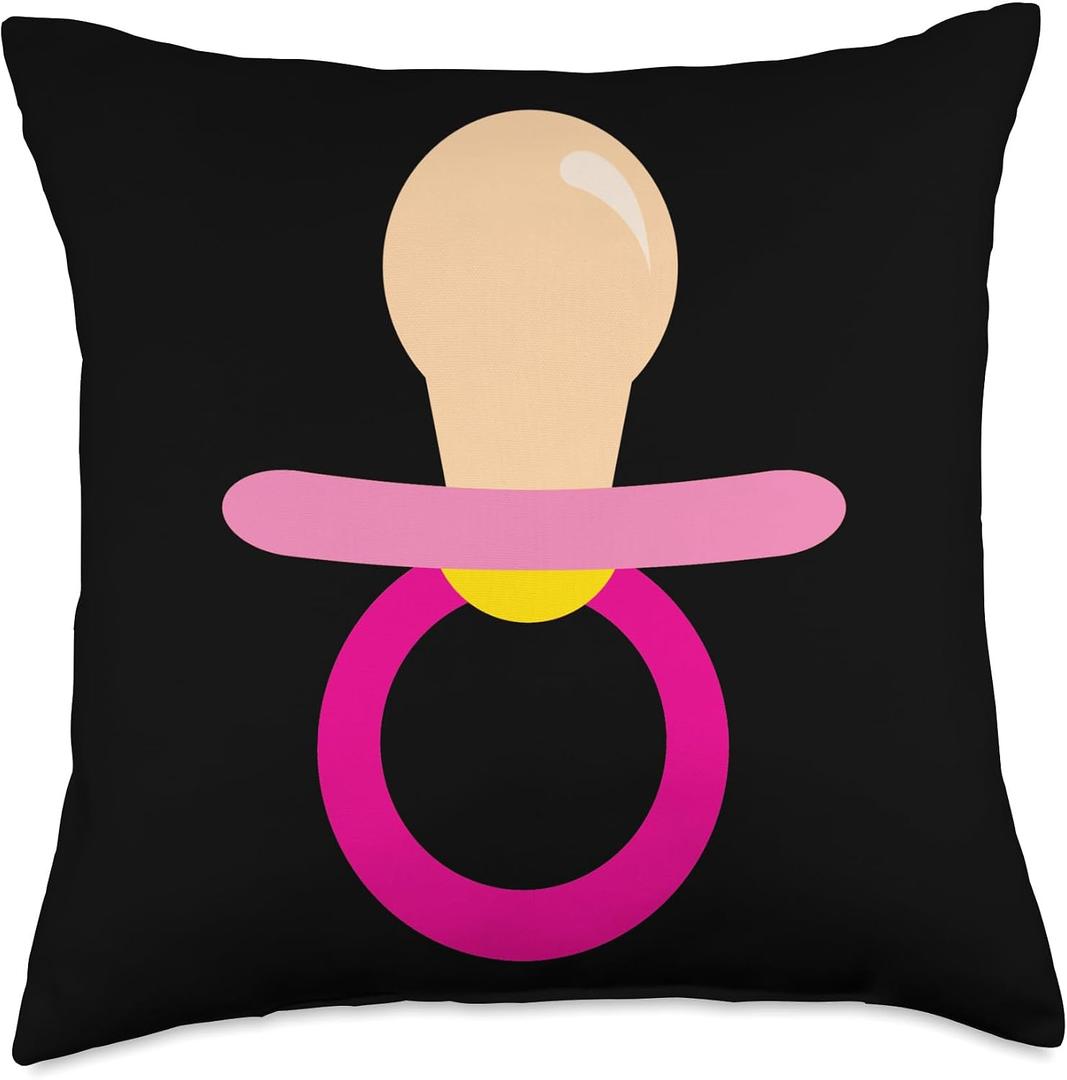 Baby Pacifier Pink Cute Funny Childs Kids Gift Baby Pacifier Throw Pillow, 18x18, Multicolor