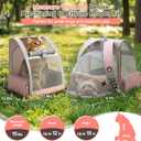 Cat Backpack Carrier Expandable for Travel: Foldable Pet Backpack with Breathable Mesh for Medium Small Dog Cat Puppy Kitten up to 15 Lbs, Cat Carrier Soft Backpack for Hiking Camping Outdoor(Pink)