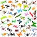 Sumind 48 Pieces Plastic Insect Fake Bugs Assorted Insect Figure Toys Lifelike Butterfly Spiders for Education Animal Themed Party Model Cognitive Toys Halloween
