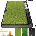 Heavy Duty Golf Hitting Mat, 2-in-1 Dual Turf Golf Practice Mat with Non-Slip Rubber Base for Driving, Chipping Practice Indoor & Outdoor