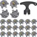 Cozypower 31 Pcs Golf Spikes Set Includes 30 Pcs Golf Cleats Replacement Black Cleats Spanner Metal Thread Screw 6 mm Dia Spike Tool for Lawn Cricket Shoe Player Lover(Silvery Grey)