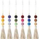 6 Pieces Felt Ball Car Diffuser Essential Oil Car Tassel Hanging Bead Aromatherapy Diffuser Colorful Charm Vent Clips Air Freshener for Decor(Regular Color)