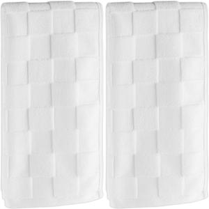 2 Pack 3D Checkered Bathroom Hand Towels 100% Cotton Soft Absorbent Decorative Soft Decorative Towel for Bathroom Home Cleaning Kitchen Gift 13.7x29.5 Inch (White)