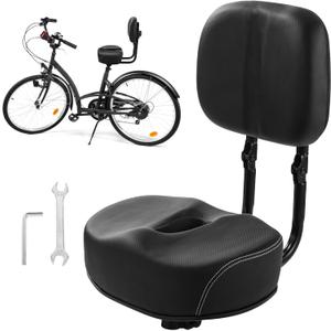 yeesport Bike Seat with Adjustable Backrest, Oversized Bicycle Saddle Replacement, Comfortable Wide Seat, PU Leather Soft Cushion for Mountain Bike, Tricycle, Commuter or Electric Bike