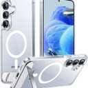 Temdan Magnetic for Samsung Galaxy S25 Plus Case, [Innovate Stand][Military Grade Drop Protection][Non Slip][Non-Yellowing] Shockproof Phone Case for Galaxy S25 Plus 6.7" 2025 -Clear