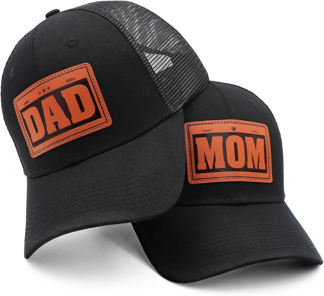 Mom and Dad Hats New Mom Dad Gifts for Dad Adjustable Baseball Caps Parents Gifts for Couples Black