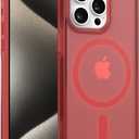 ArtsEvo Strong Magnetic for iPhone 15 Pro Max Case, Compatible with MagSafe, 360 Military-Grade Protection, Slim Translucent Matte Phone Case, Red