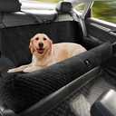 Dog Car Seat for Large Dog Car Bed Under 100LBS, Pet Booster Back Seat Removable Washable with Safety Tethers/Storage Pocket（Black）