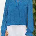 PRETTYGARDEN Lace Long Sleeve Shirts Casual Button Down Going Out Tops Hollow Out Eyelet Blouses 2026 Spring Fashion Clothing(Lake Blue,Medium) (M)