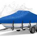 NEVERLAND Boat Cover 17-19 ft 600D Waterproof Boat Covers Fits Bass, V-Hull, Tri-Hull, Fish & Ski, Runabout Bowrider Boat, 17' 18' 19' feet Heavy Duty Canvas Trailerable Boat Cover Blue