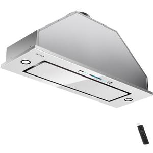 IKTCH New 30" Range Hood Insert, 900 CFM Ducted/Ductless Range Hood with 4 Speed Fan, White Stainless Steel & Tempered Glass Range Hood 30 inch with Gesture Sensing&Touch Control Making life Smarter
