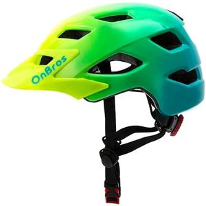OnBros Kids Bike Helmet - Bike Helmet for 5-14 Boys or Girls with Visor, Children Bicycle Helmet for Skateboard Mountain Scooter Road Cycling, Lightweight and Adjustable 50-57CM (B-Green-[HOT])