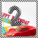 3 x Black White Checkered Birthday Candles, Checkered Flag Racing Theme Number Birthday Cake Decoration, Car Enthusiast Party Decor, 7th Birthday Cake Candles for Boys and Girls, Kids Party Supplies