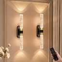 Crystal Battery Operated Wall Sconces Set of 2 for Home Space, 15.3 Inches