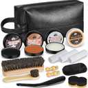 Shoe Shine Kit for Men & Women, 16Pcs Black Shoe Polish Kit for Leather Boots Care, Mens Gifts Ideas