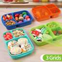 buluker 4 Pack Bento Lunch Box Set 3 Compartment Wheat Straw Meal Prep Food Storage Containers Plastic, Microwave and Dishwasher SafeJewel Brights
