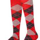 Mysocks Unisex Knee High Long Socks Argyle (8-11)