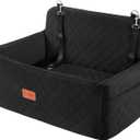 Dog Car Seat for Medium/Large Dogs, Pet Booster Seat for Under 55 lbs or 2 Small Dogs, Detachable & Washable Dog Car Bed for Backseat with 2 Safety Leashes(Black)