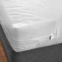 Plastic Waterproof Zippered Style Mattress Protector Twin Size (39" x 75") and 8 Inch Deep, Heavy Duty Vinyl Plastic Bed Cover, White - 1 Each