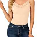 LYANER Women's Lace V Neck Camisole Adjustable Strap Cami Sleeveless Tank Undershirt Top , size medium