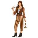 EraSpooky Women Pirate Costume Classic Striped Buccaneer Outfit, M