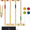 SpeedArmis Teens Croquet Set for 4 Players - 24In Pine Wooden Mallets, Colored PE Ball, Wickets, End Stakes, Lawn Backyard Outdoor Game Kit for Family (Portable Carry Bag Including)