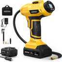 AstroAI Cordless Tire Inflator Air Compressor 20V Rechargeable Battery Powered 160PSI Portable Air Pump with 12V Car Power Adapter Digital Pressure Gauge for Cars Motorcycles JY16P160-18（C2）Yellow