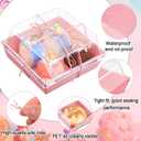 Ctosree 100 Pcs Paper Charcuterie Boxes with Clear Lids 4.5 Inches Disposable Cake Square Dessert Container Bakery Boxes Bundle with Rope for Food Cake Slice Cookie Sandwich Dessert(Pink)