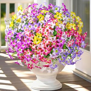 2 x MARTINE MALL 12 Bundles Look Real Artificial Flowers for Outdoors, Realistic Fake Outdoor Flowers, UV Resistant Silk Petunia Flowers for Outside Faux Flowers for Outdoor Garden, Mixed Color