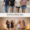 4 Pack V Neck T Shirts for Women Short Sleeve Summer Tops, 3XL