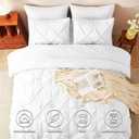 CozyLux King Size Comforter Set White, 7 Pieces Pintuck Bed in A Bag White Comforter King Size, Pinch Pleat Bedding Set with All Season Comforter, Sheets, Pillowcases & Shams