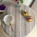 Gernaice Rustic Stripe Embroidered Tablecloth Heavy Small Square Tassel Cotton Linen Table Cloth Wrinkle Free Washable Table Cover for End Bedside Coffee Teapoy Table Tea Trolley Brown 36x36 Inch