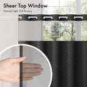 Bathway No Hook Shower Curtain and 2 Pack Removable Liner Set for Replacement, Black Snap in Shower Curtains Chevron Tufted Water Resistant with Through Mesh Top Window for Bathroom Hotel 72" x 84"