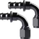 Ucreative 10AN 90 Degree Push Lock Hose Fitting End Black 2PCS