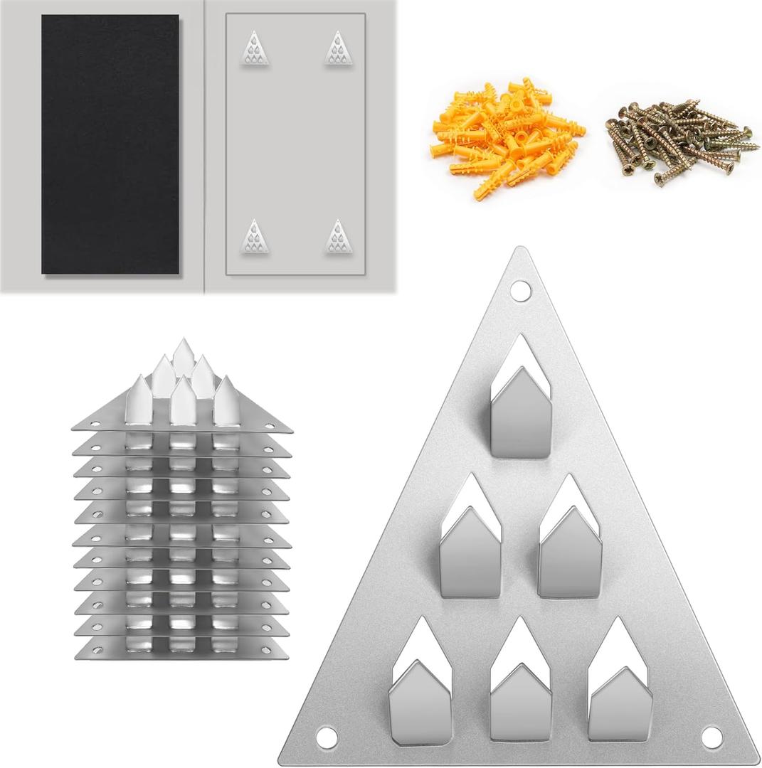 12 Pack Surface Mount Impaler Acoustic Panel Mounting Hardware - 4.6" X 3.9" Triangle Push-On Impaler Mount with Screws, 6-Prong Angled Acoustic Insulation Impaling Clips for Soundproof Wall Panels