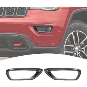 for Grand Cherokee Front Fog Lights Trim Bezel Cover Compatible with Jeep Grand Cherokee 2018-2020 Carbon Fiber Exterior Accessories (Carbon Fiber)