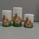 DRomance Easter Bunny Flameless Flickering Candles with 6 Hour Timer, Battery Operated Real Wax White LED Pillar Candles Warm Light Dinner Table Home Decor(3 x 4,5,6 Inches) (A-3 Pack Easter Timer)