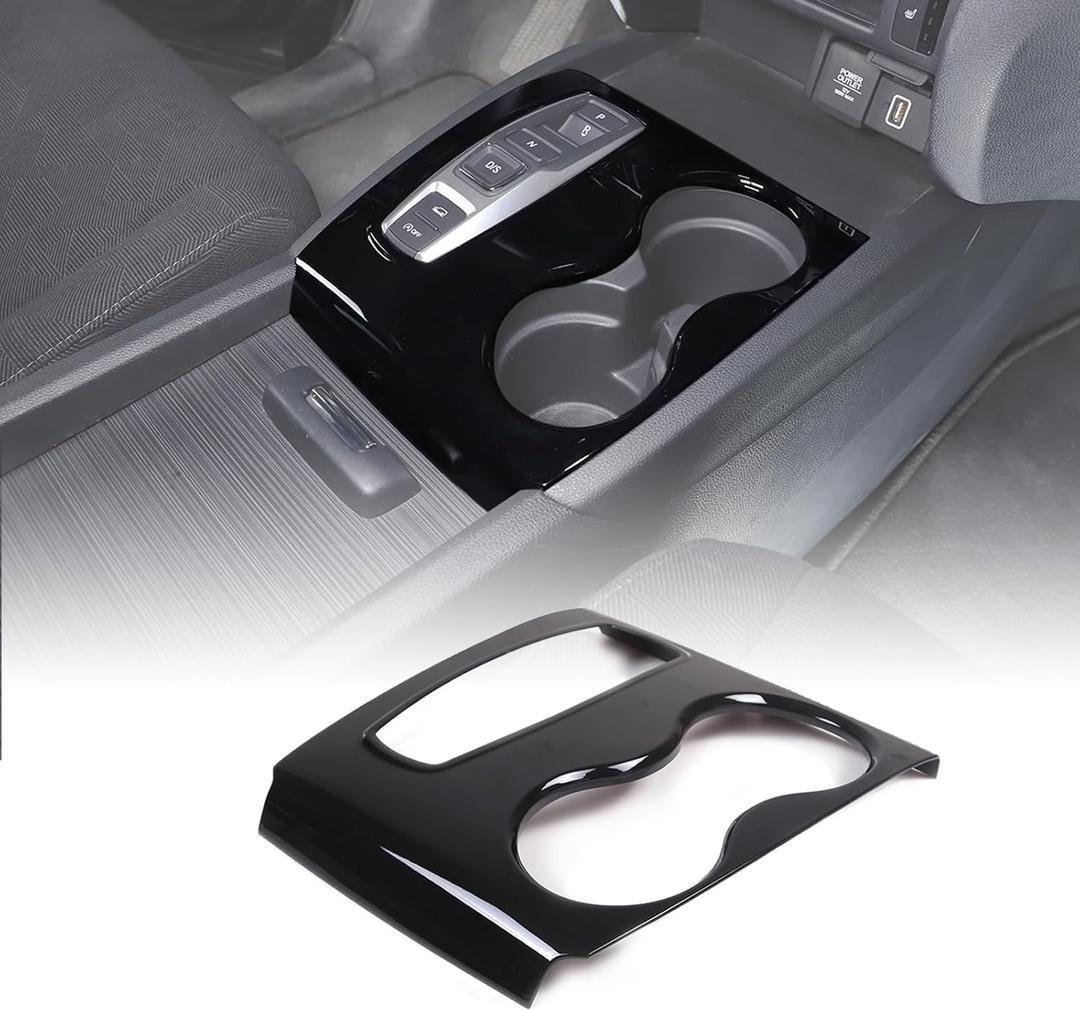 Gear Shift Panel Cover Trim for Honda Pilot 2016-2022/ Ridgeline 2020-2023/ Passport 2019-2023, ABS Automotive Center Consoles Cup Holder Cover Protector Sticker Accessories (Glossy Black)