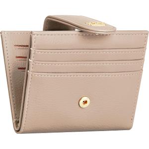 GEEAD Small Wallets for Women Slim Bifold Credit Card Holder Minimalist Zipper Coin Pocket (Khaki)