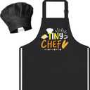 R HORSE Kid Apron and Chef Hat Set - 2Pcs Black Tiny Chef Adjustable Children Kitchen Toddler Apron with Pockets for Kids, Funny Dress up Pretend Play Toy Birthday Gift for Boy Cooking Baking Painting
