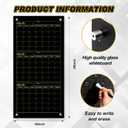Black Glass Whiteboard Calendar 36" X 18" 3 Month Dry Erase White Board Planner Glass Large Wall Mounted Calendar with Marker Tray for Wall Home Office